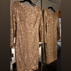 Ralph Lauren Gold Long Sleeve Sparkly Dress